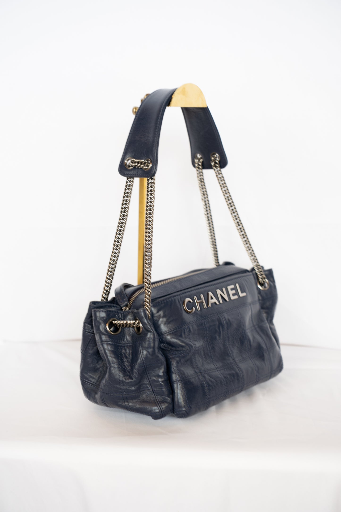 Chanel Navy LAX Accordion Shoulder Bag