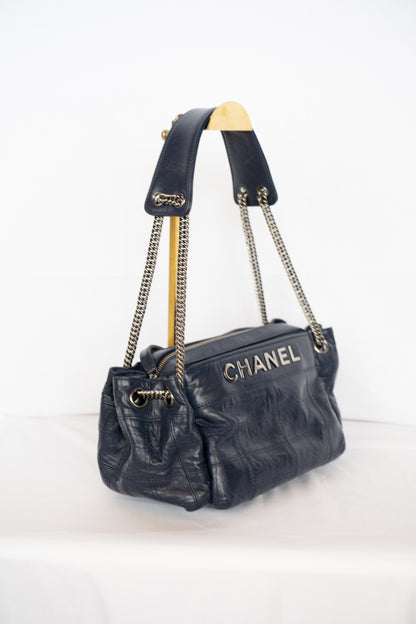 Chanel Navy LAX Accordion Shoulder Bag