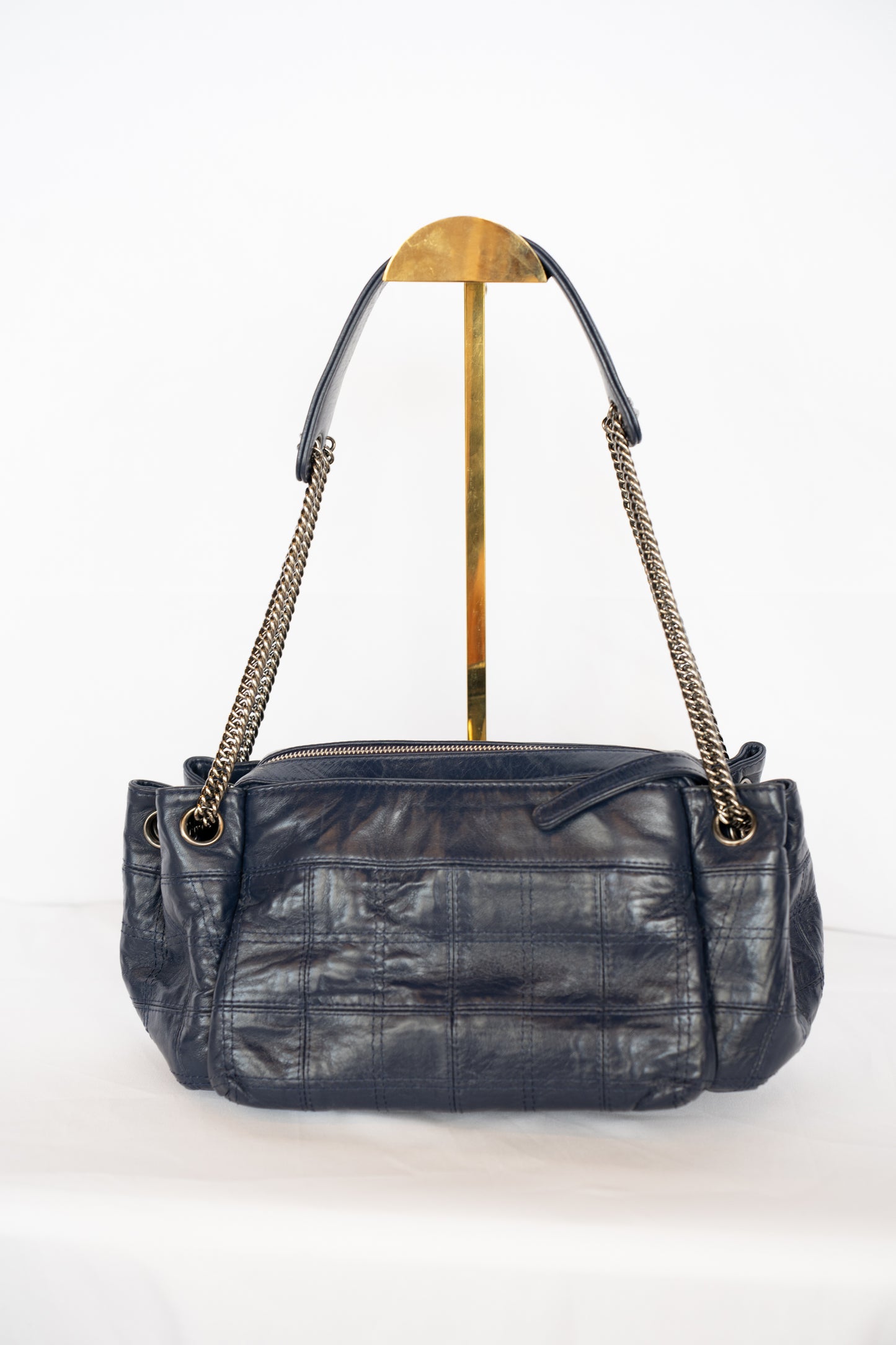 Chanel Navy LAX Accordion Shoulder Bag