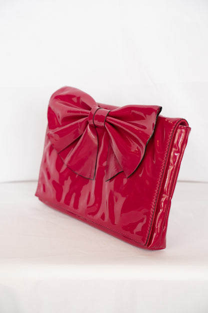 Valentino Magenta Bow Crossbody Clutch w/ Gold Chain