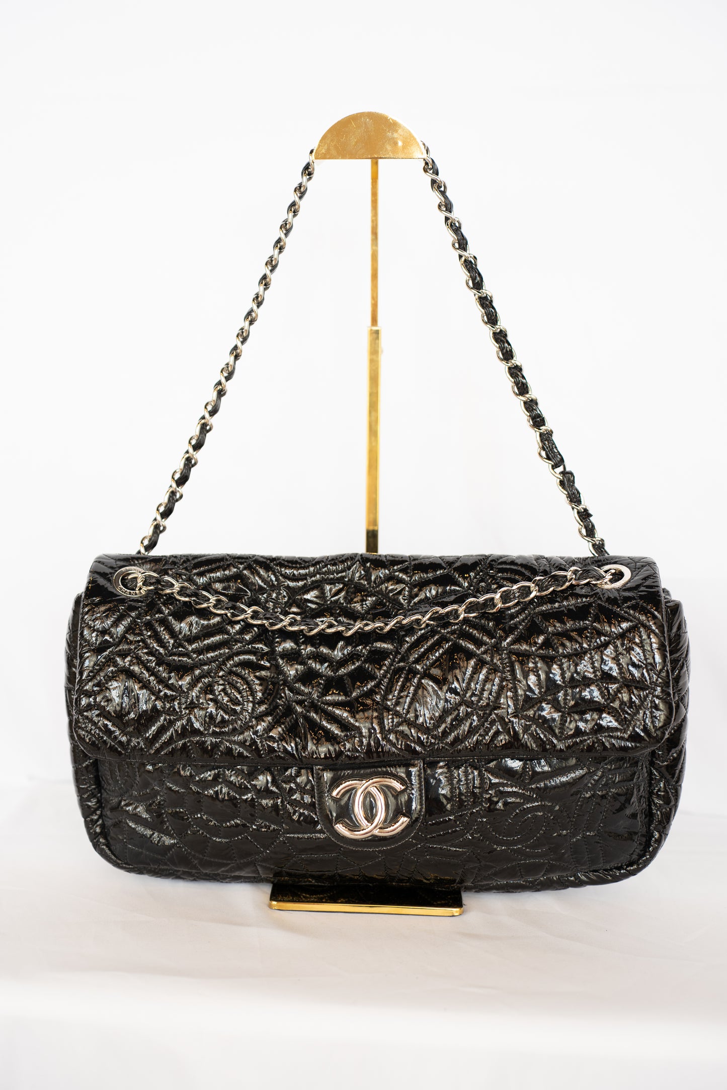 Chanel Black Patent Leather Rock in Moscou Flap Bag