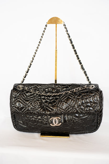 Chanel Black Patent Leather Rock in Moscou Flap Bag