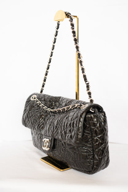 Chanel Black Patent Leather Rock in Moscou Flap Bag