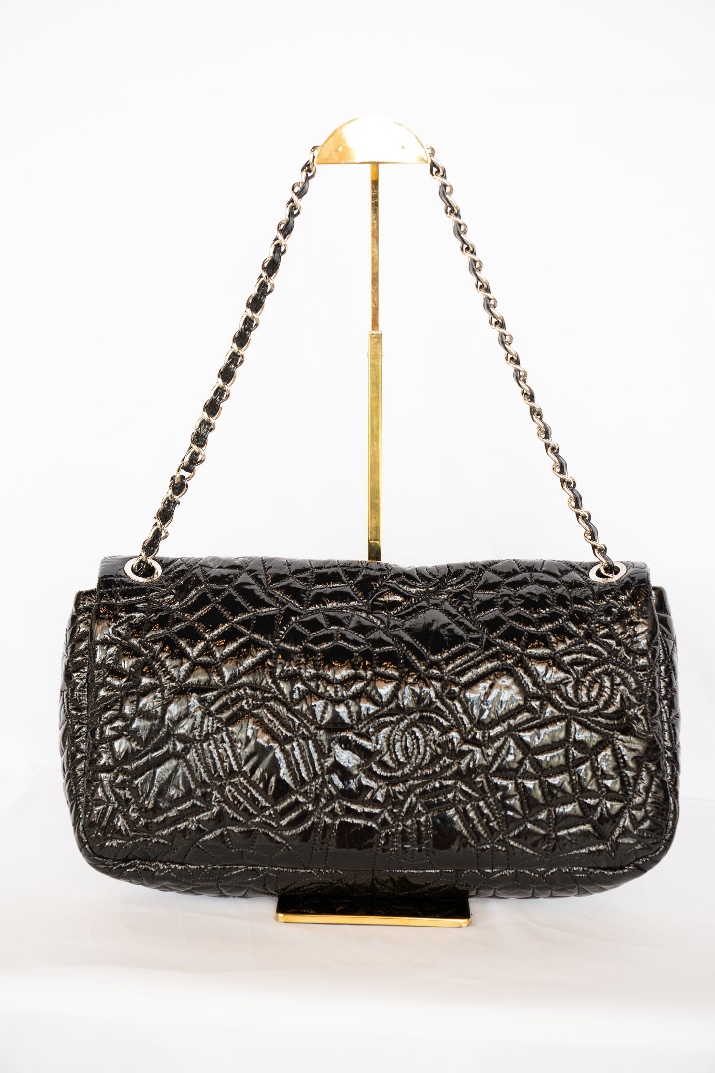 Chanel Black Patent Leather Rock in Moscou Flap Bag