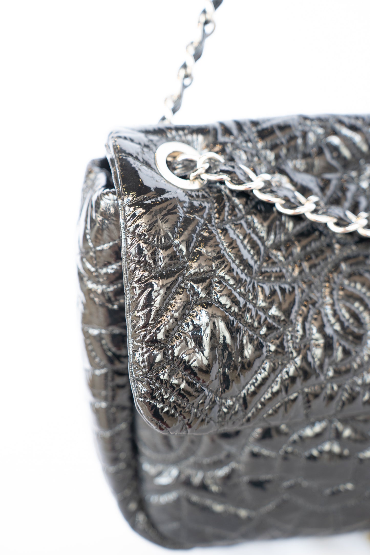 Chanel Black Patent Leather Rock in Moscou Flap Bag