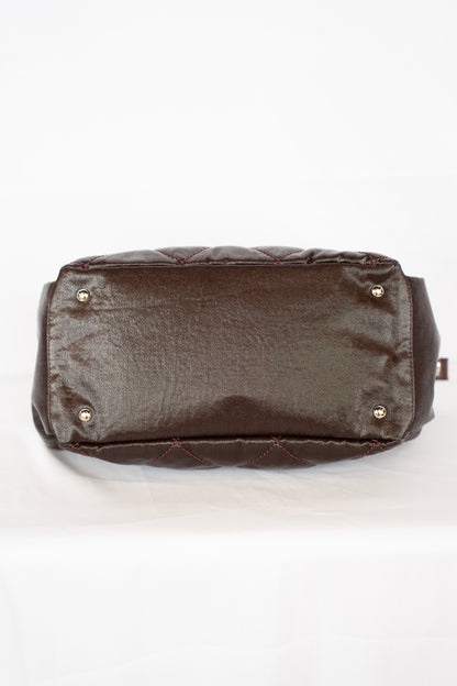 Chanel Brown/Plum Quilted Shoulder Bag w/ CC Zipper Pull