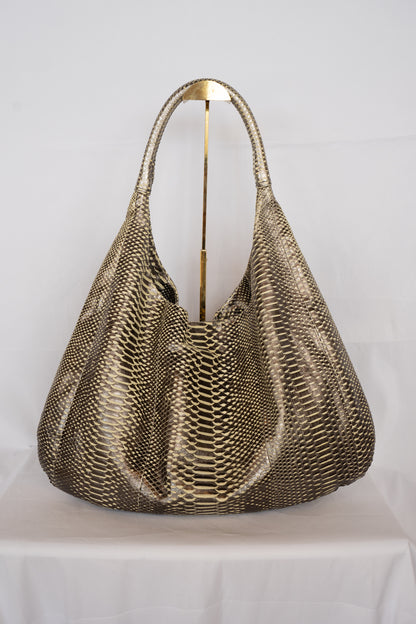 Devi Kroell Metallic Snakeskin Oversized Hobo Shoulder Bag
