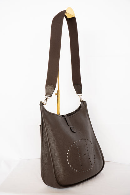 Hermes Chocolate Brown Evelyn GM Handbag