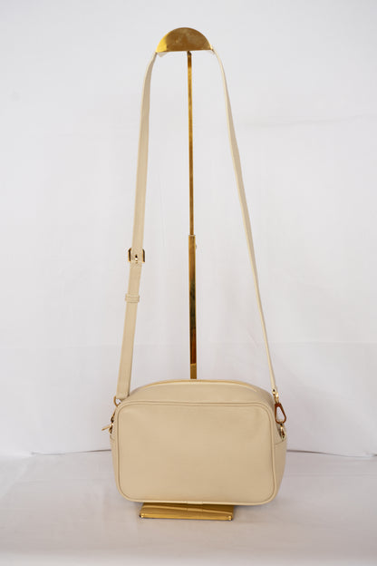 Golden Goose Beige Leather w Pink Sparkle Star Camera Crossbody Bag