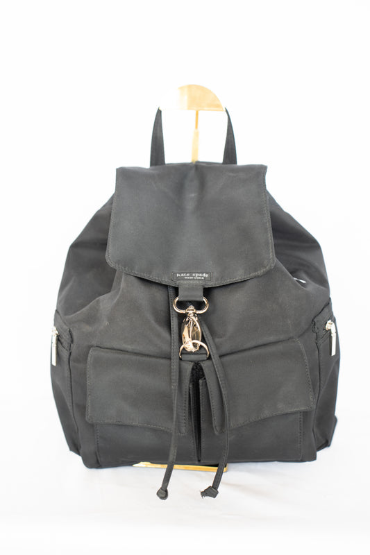 Kate Spade Black Nylon Multi Pocket Backpack