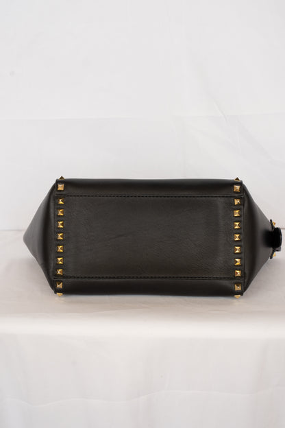 Valentino Black Small Rockstud Top Handle Tote
