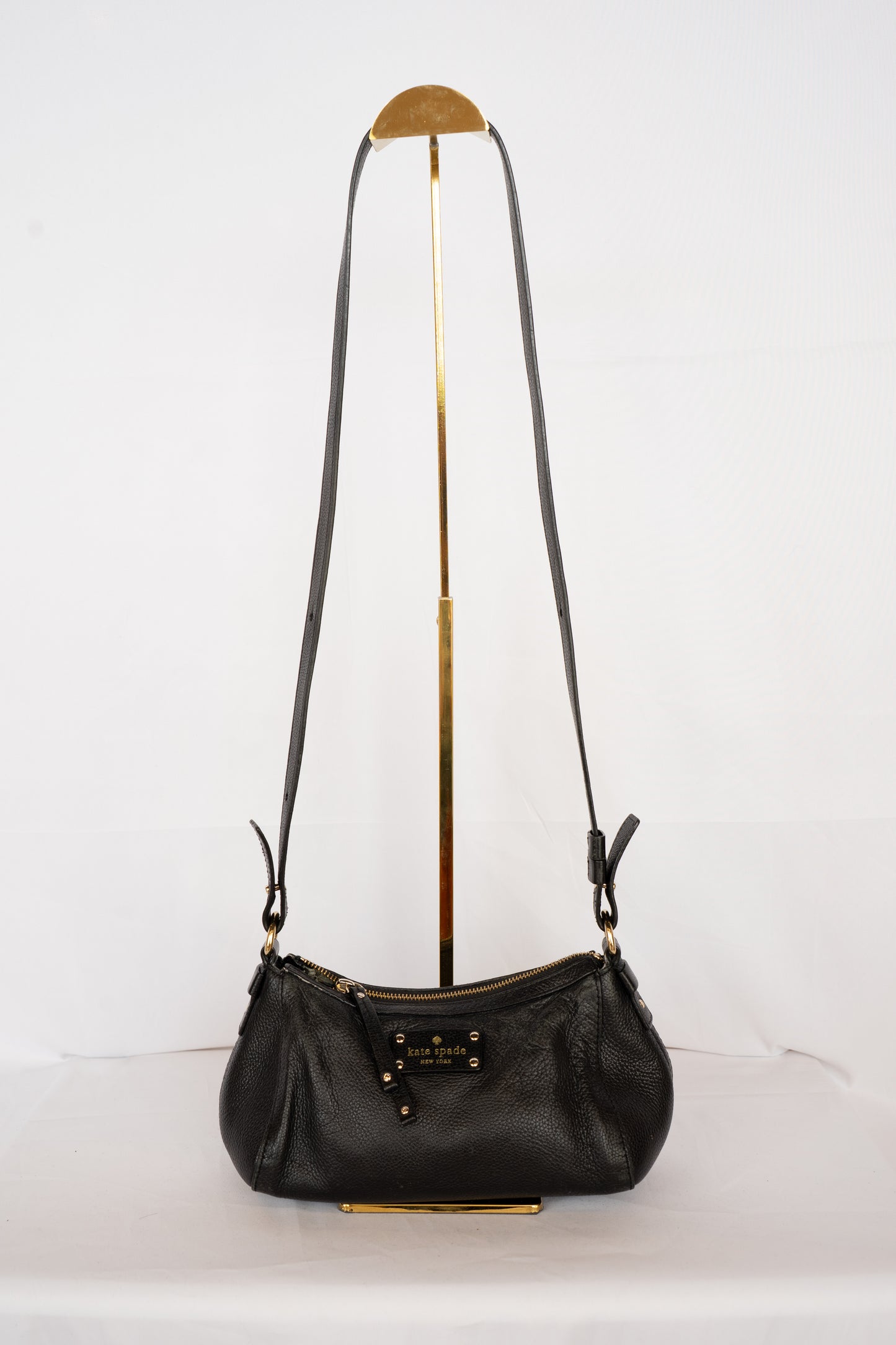Kate Spade Black Leather Mini Cylinder Zip Crossbody Bag