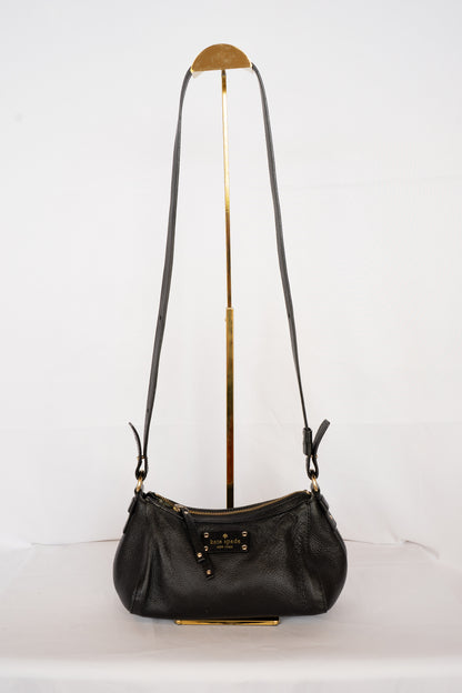 Kate Spade Black Leather Mini Cylinder Zip Crossbody Bag