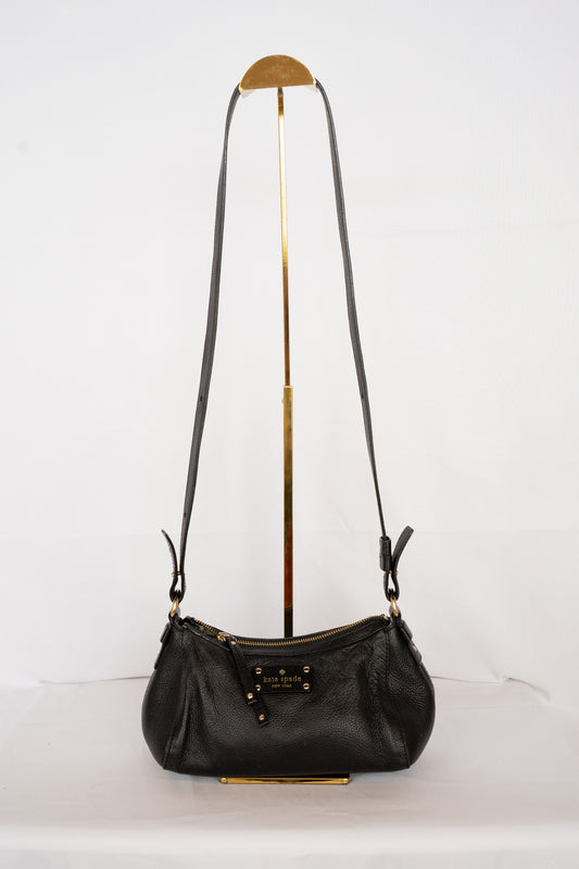 Kate Spade Black Leather Mini Cylinder Zip Crossbody Bag