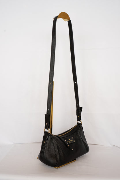 Kate Spade Black Leather Mini Cylinder Zip Crossbody Bag