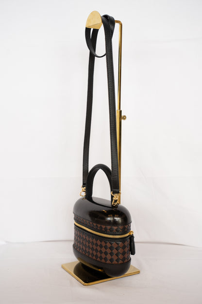 Scuola del Cuoio Black & Brown Woven Leather Top Handle Bag & Wallet Set