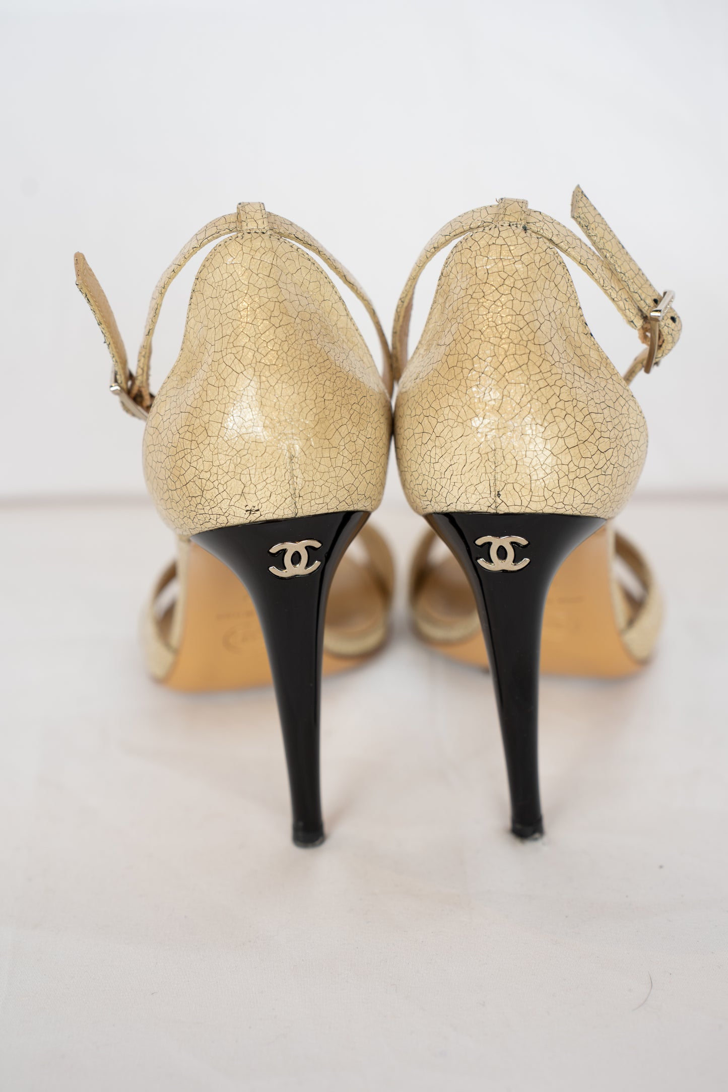 DUSTBAG - Chanel Double Toe Strap/Ankle Strap Heeled Sandals SIZE 7