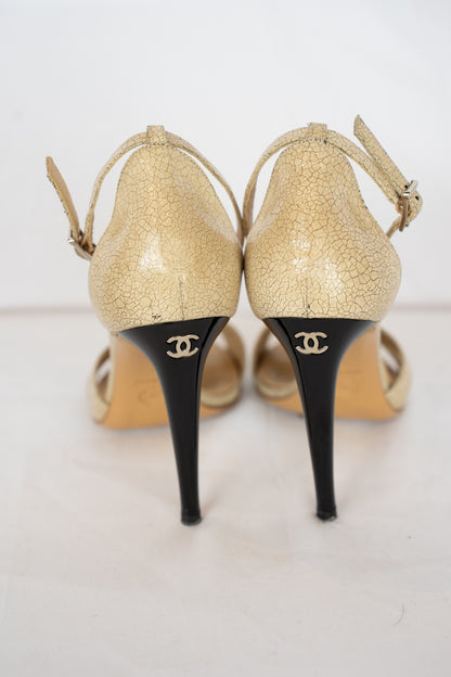 DUSTBAG - Chanel Double Toe Strap/Ankle Strap Heeled Sandals SIZE 7