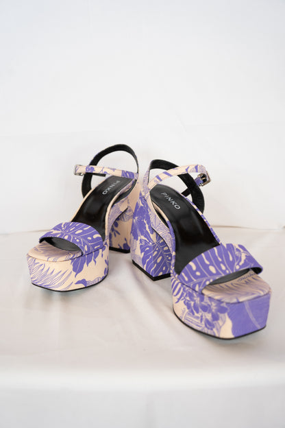 Pinko Purple Floral Platform Sandals