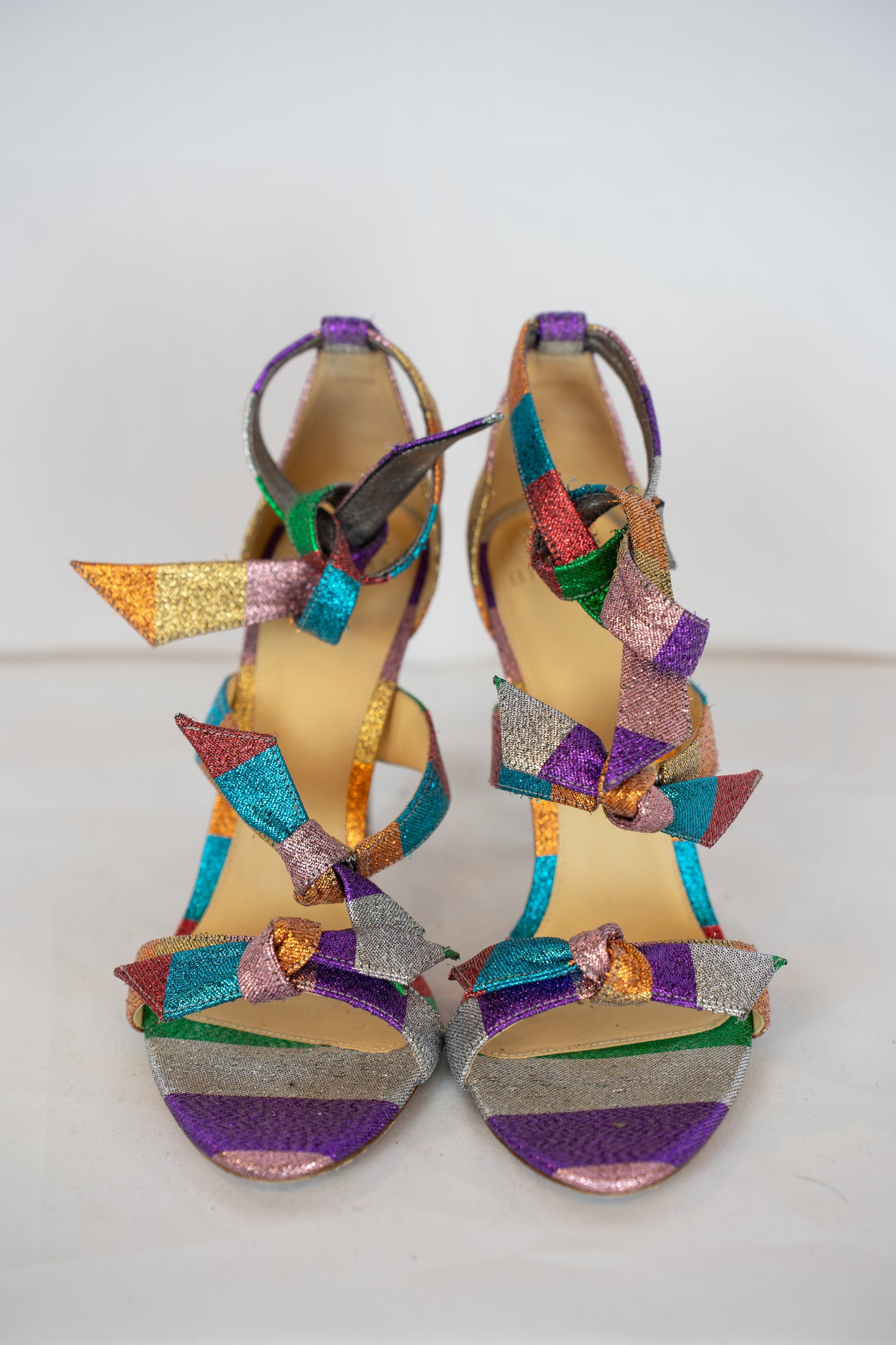 COMES WITH BOX - Alexandre Birman Glitter Sparkle Striped Heels