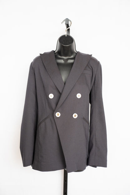 Veronica Beard Linen/Wool Blue Blazer Jacket w Pearl & Gold Buttons