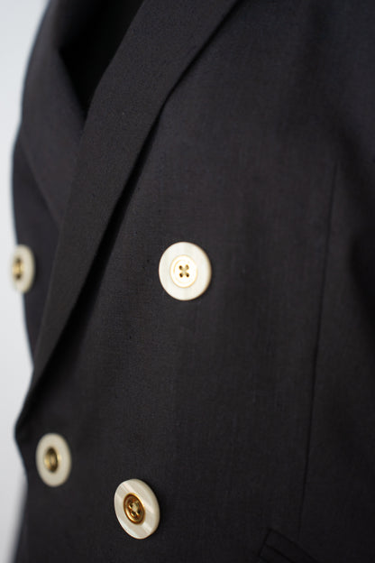 Veronica Beard Linen/Wool Blue Blazer Jacket w Pearl & Gold Buttons