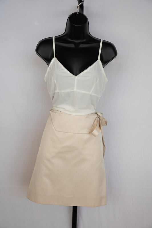Celine Silk Button Tie-Front Knee-Length Skirt