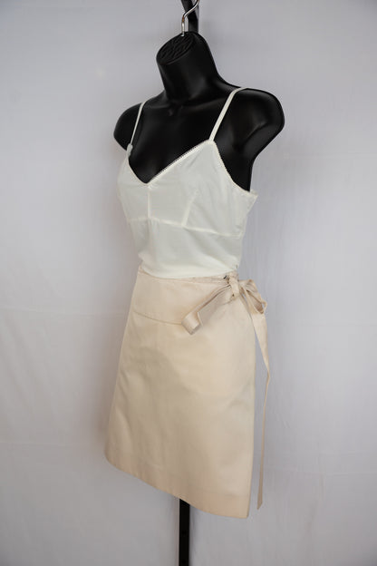 Celine Silk Button Tie-Front Knee-Length Skirt
