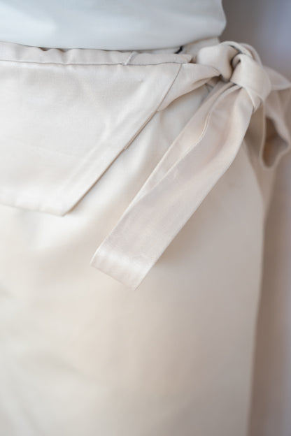 Celine Silk Button Tie-Front Knee-Length Skirt