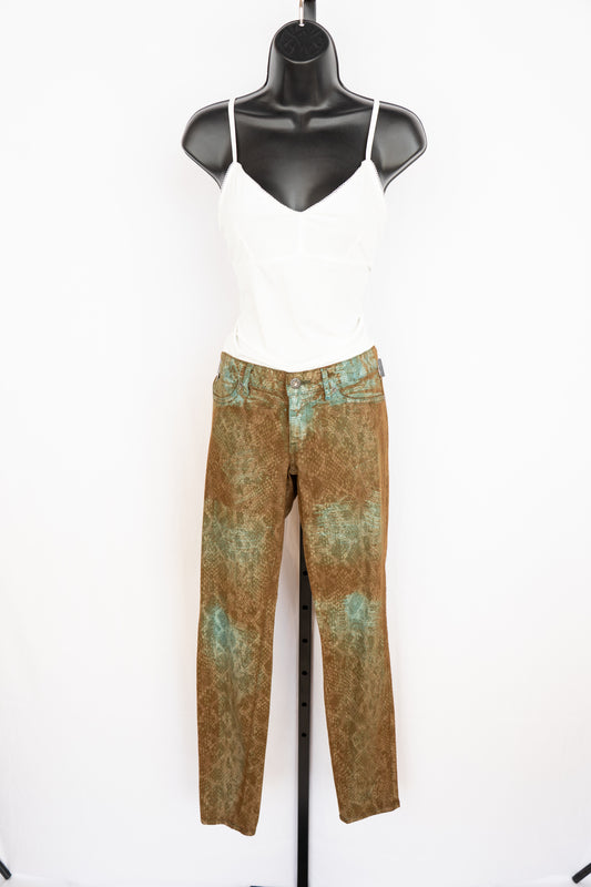 Rich & Skinny Brown/Teal Snakeskin Print Skinny Jeans NWT