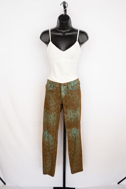 Rich & Skinny Brown/Teal Snakeskin Print Skinny Jeans NWT