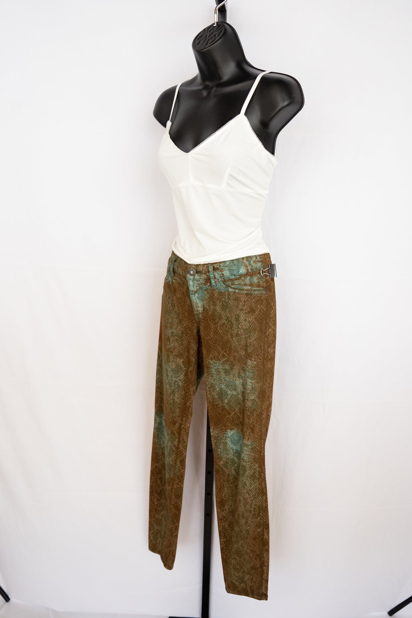 Rich & Skinny Brown/Teal Snakeskin Print Skinny Jeans NWT