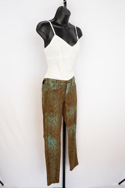 Rich & Skinny Brown/Teal Snakeskin Print Skinny Jeans NWT