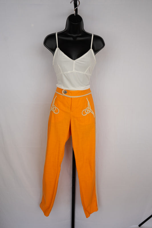 Moschino Jeans Neon Orange w Braided Detail Straight Leg Pants