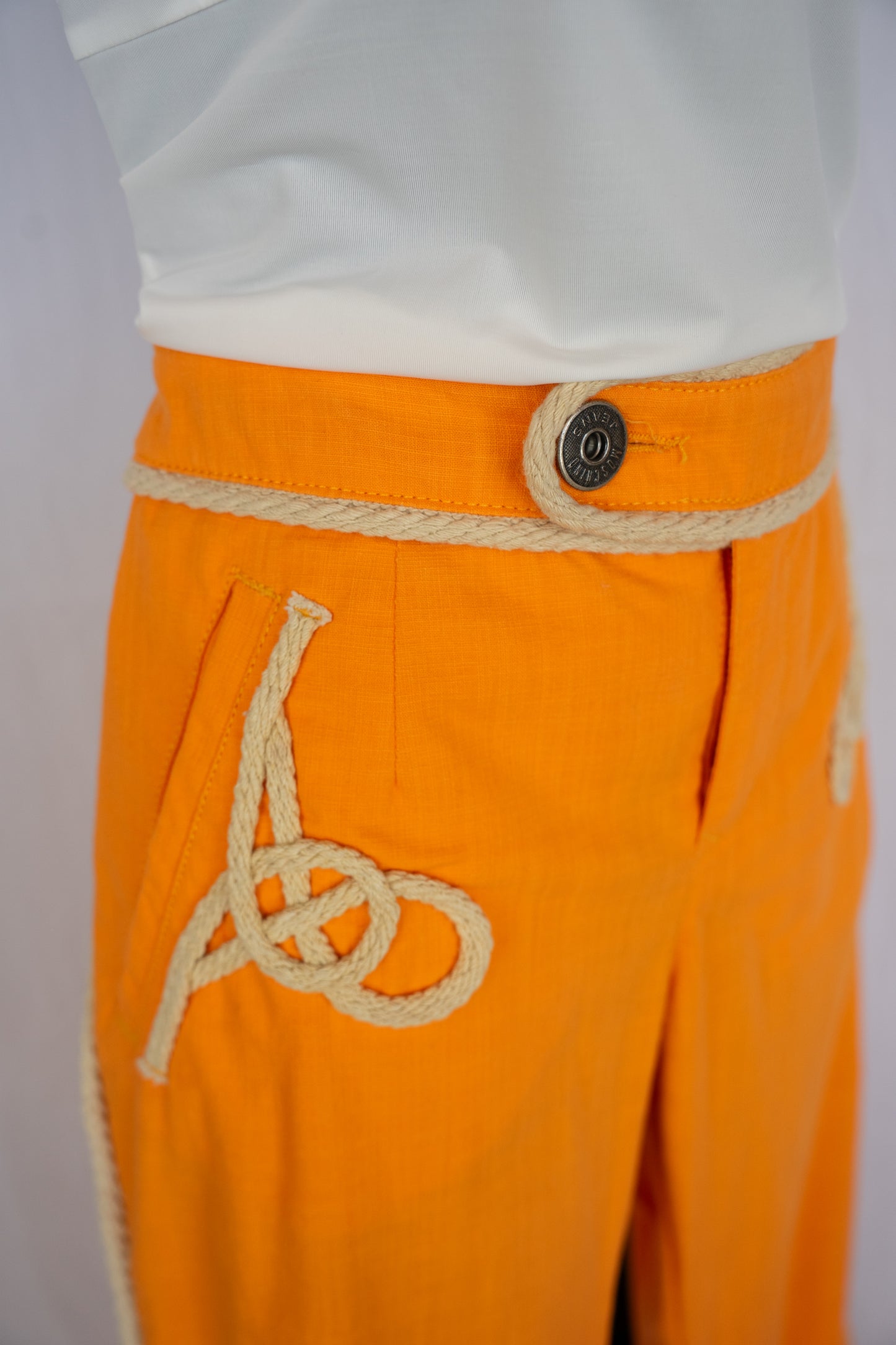 Moschino Jeans Neon Orange w Braided Detail Straight Leg Pants
