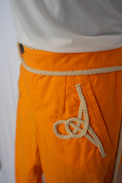 Moschino Jeans Neon Orange w Braided Detail Straight Leg Pants