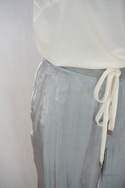 Rag & Bone Silk Shinny Light Blue Joggers w Drawstring