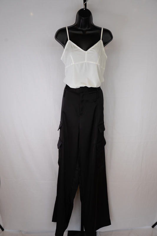 Noli Black Satin Cargo Pants NWT