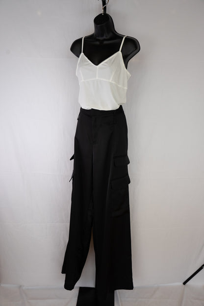Noli Black Satin Cargo Pants NWT