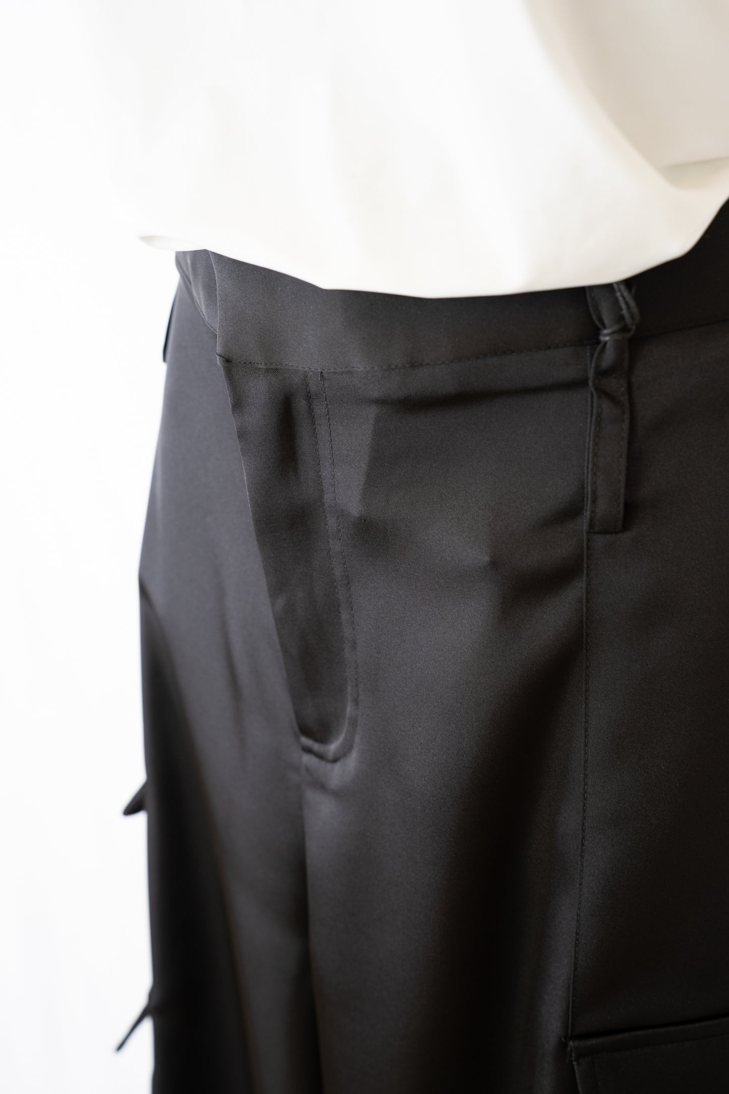 Noli Black Satin Cargo Pants NWT