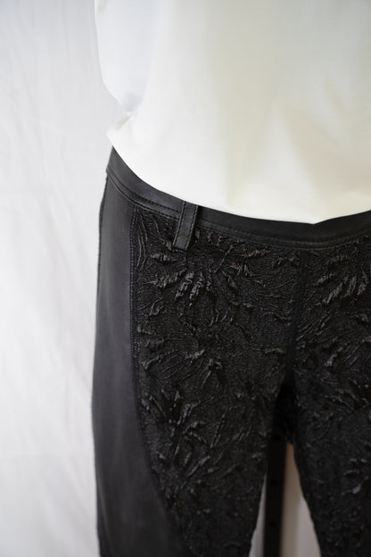 Faith Connexion Leather Black Embellished Leggings w Zipper at Ankles