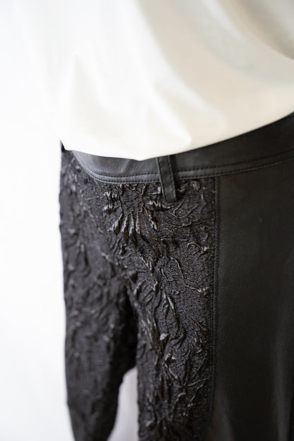 Faith Connexion Leather Black Embellished Leggings w Zipper at Ankles