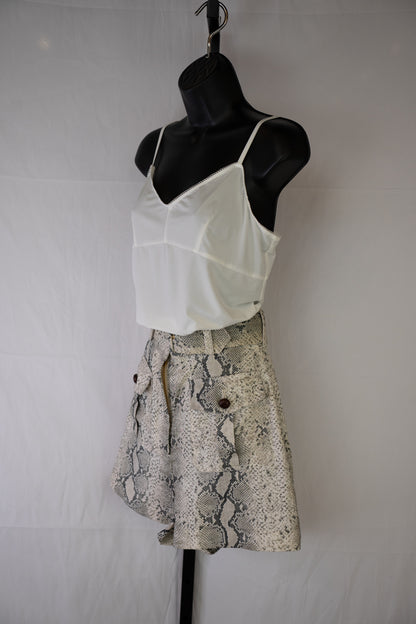 Zimmermann Grey Python Print Pocket Mini Skirt w Belt NWT