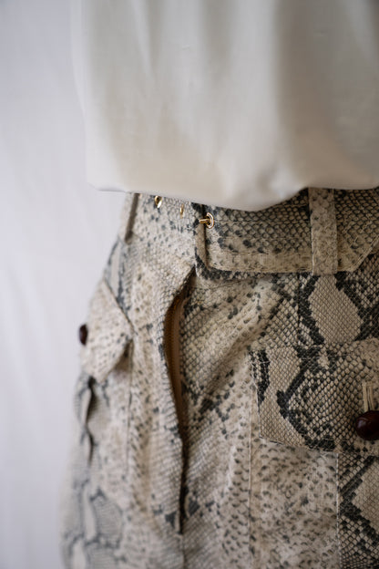 Zimmermann Grey Python Print Pocket Mini Skirt w Belt NWT