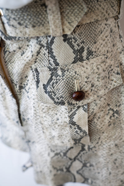 Zimmermann Grey Python Print Pocket Mini Skirt w Belt NWT