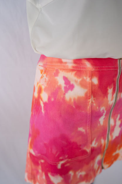 Trina Turk Pink Orange Tie-Dye Zip Up Mini Skirt NWT