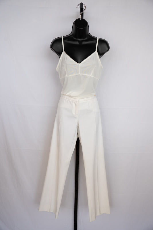 Versace White Straight Leg Capris w/  Gold Button