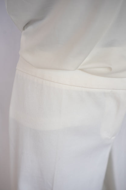 Versace White Straight Leg Capris w/  Gold Button