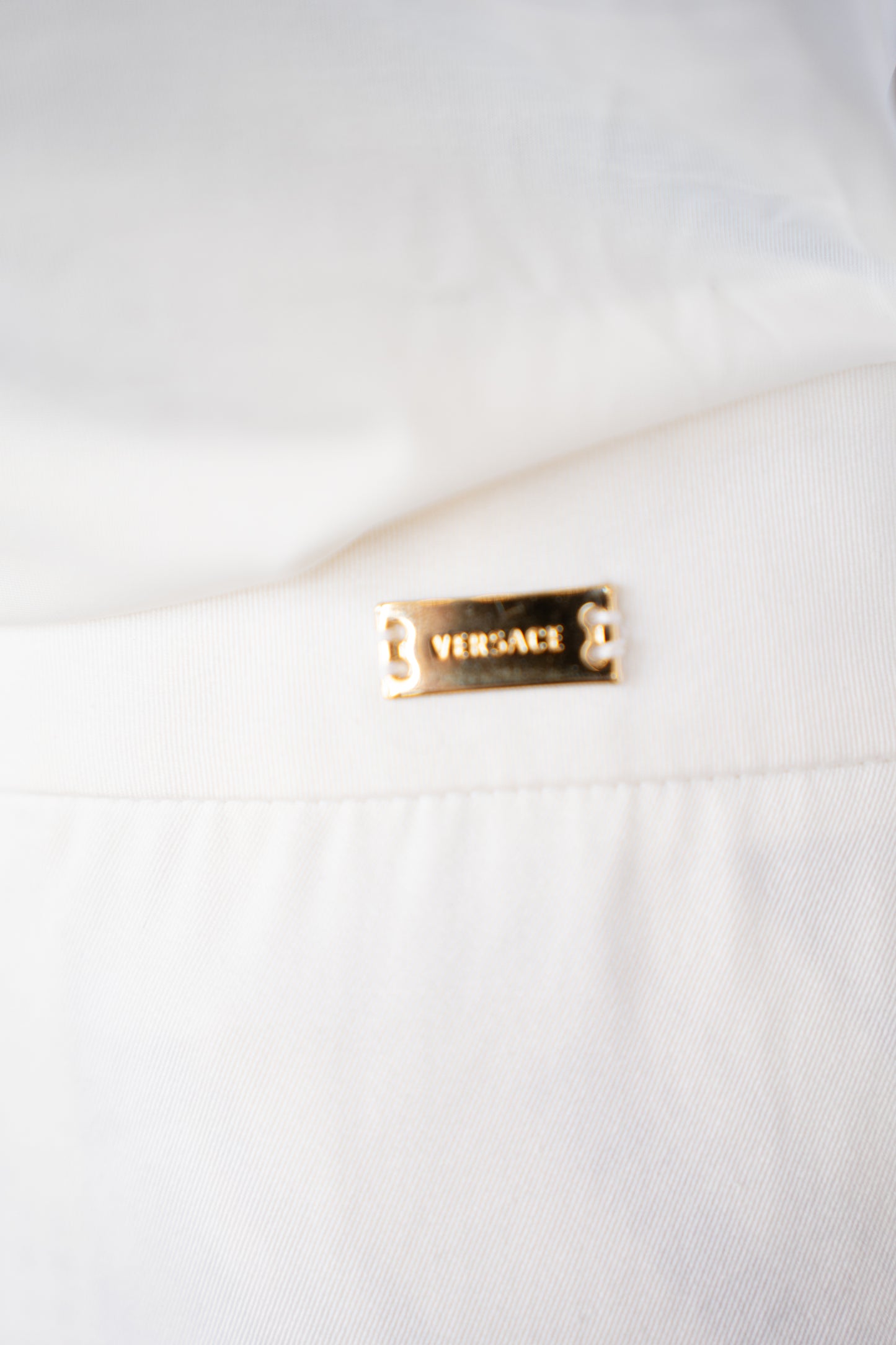 Versace White Straight Leg Capris w/  Gold Button