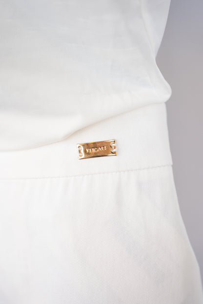 Versace White Straight Leg Capris w/  Gold Button